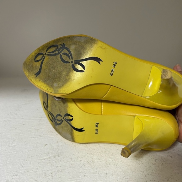 Poetic License Yellow Heels with Multicolor Floral Accents - Picture 5 of 6